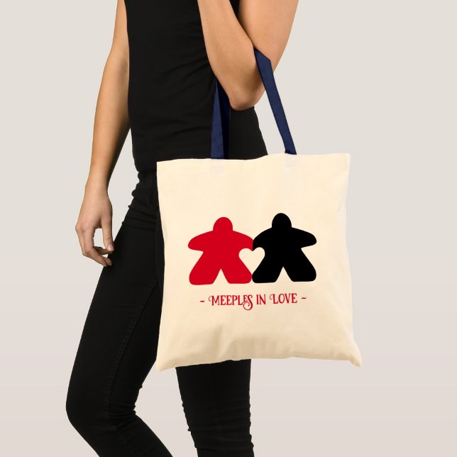 Tote Bag Meeples en Love, Red & Black Basic Fourre-tout (Devant (produit))