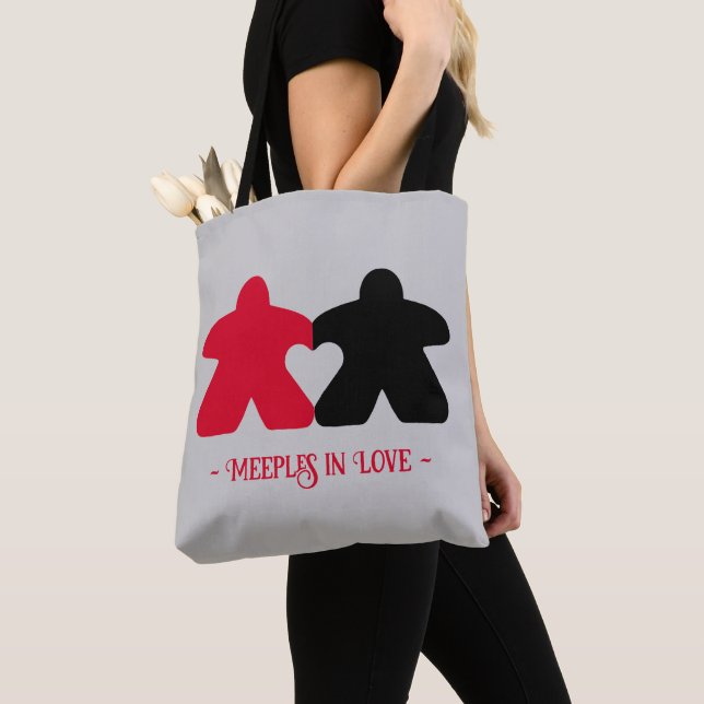 Tote Bag Meeples en Love, Red & Black Fourre-tout (De près)