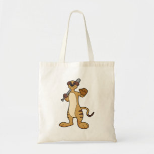 Tote Bag Meerkat comme joueur de baseball avec batte de bas