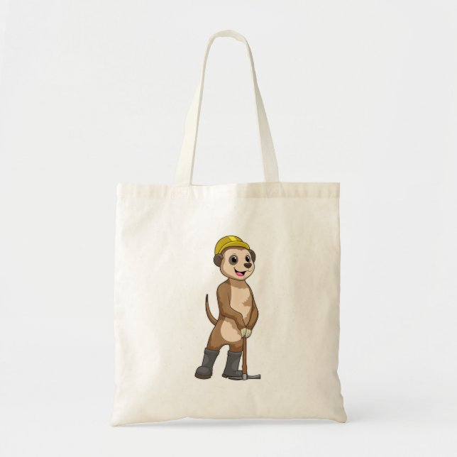 Tote Bag Meerkat en tant que mineur avec Pickaxe (Devant)