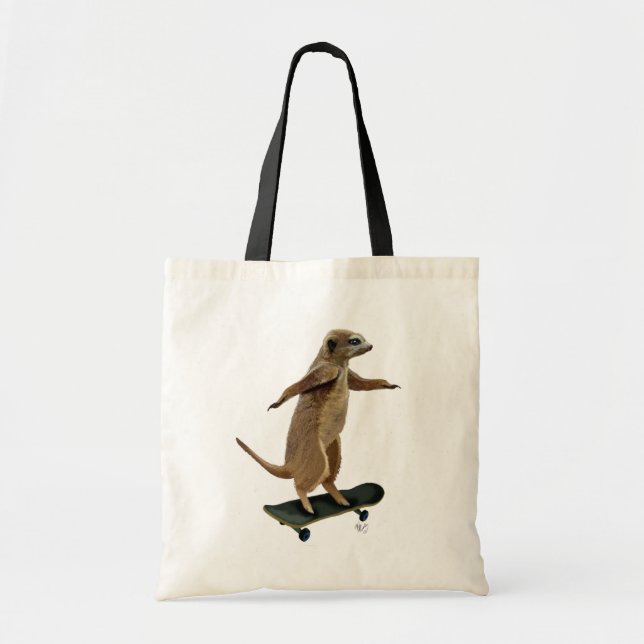 Tote Bag Meerkat Sur Skateboard 2 (Devant)