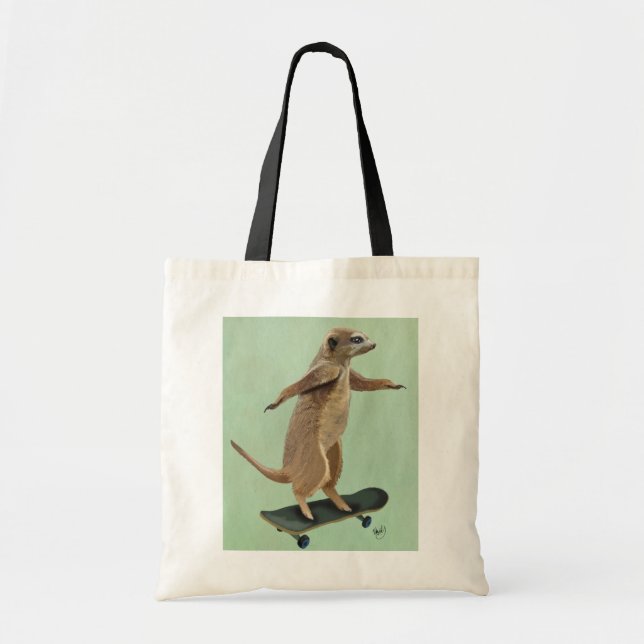 Tote Bag Meerkat Sur Skateboard 3 (Devant)