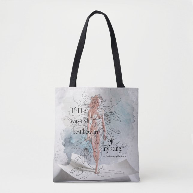 Tote Bag "Méfiez-vous de mon repos" Aquarelle moderne Femin (Devant)