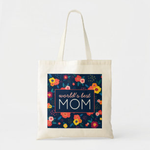 Tote Bag Meilleur cadeau de maman Floral bleu rose