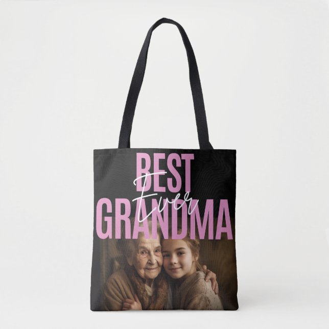 Tote Bag Meilleur cadeau photo personnalisé de grand-mère a (Devant)