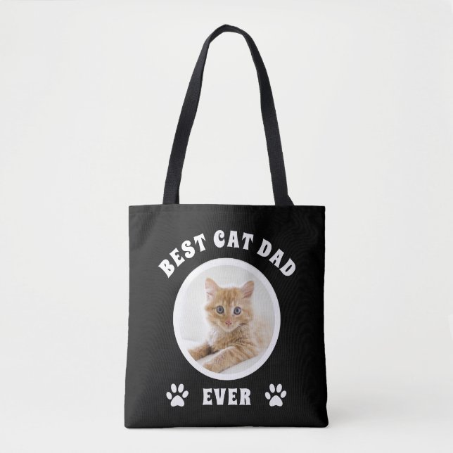 Tote Bag Meilleur Chat Papa Jamais Personnalisé Photo Perso (Devant)