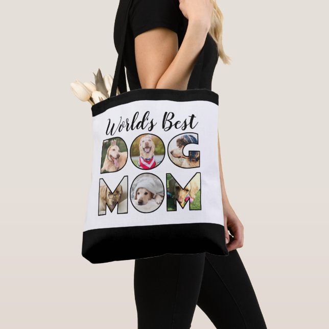Tote Bag Meilleur Chien Maman Citation Moderne 6 Photo Coll (De près)