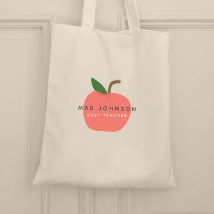Tote Bag Meilleur enseignant Apple Cute Fun Nom Moderne S