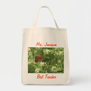 Tote Bag Meilleur Enseignant, Appréciation, Merci, Papillon