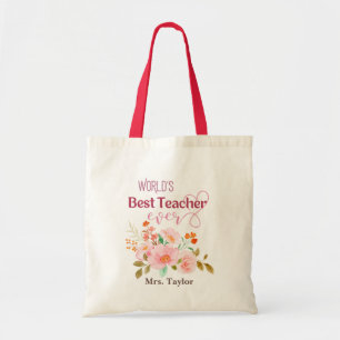Tote Bag Meilleur enseignant du monde jamais floral personn