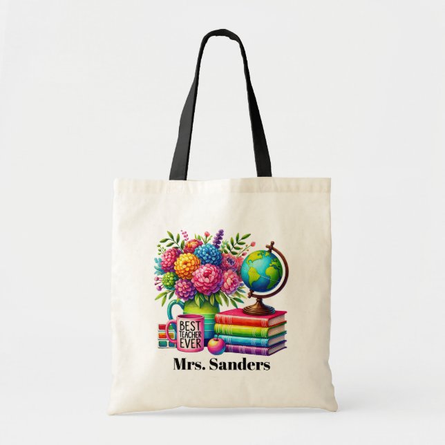 Tote Bag Meilleur enseignant jamais ajouter nom (Devant)