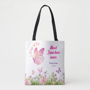 Tote Bag Meilleur enseignant jamais personnalisé Papillon r