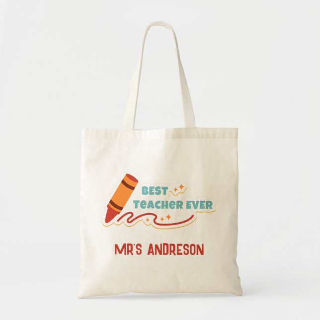 Tote Bag Meilleur Enseignant Personnalisé (Devant)