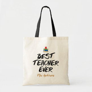 Tote Bag Meilleur Enseignant Stylé Ever Pomme Aquarelle