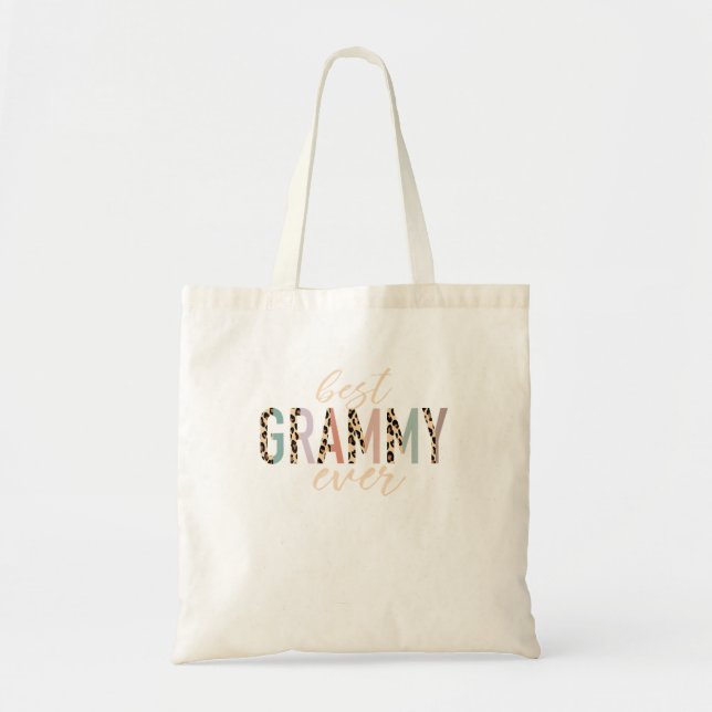 Tote Bag Meilleur Grammy Ever Cadeaux Empreintes de léopard (Devant)