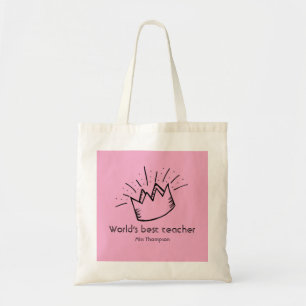 Tote Bag Meilleure enseignante personnalisée nom de l'école