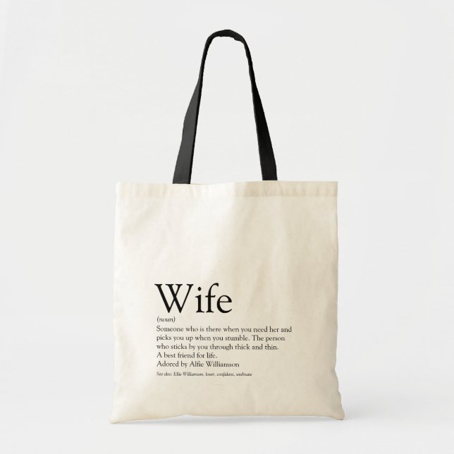 Tote Bag Meilleure épouse du monde noir et blanc Définition (Devant)