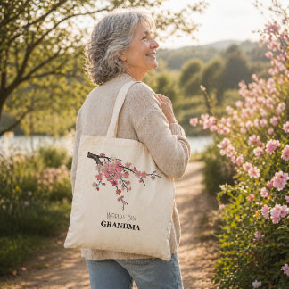Tote Bag Meilleure grand-mère du monde aquarelle florale 