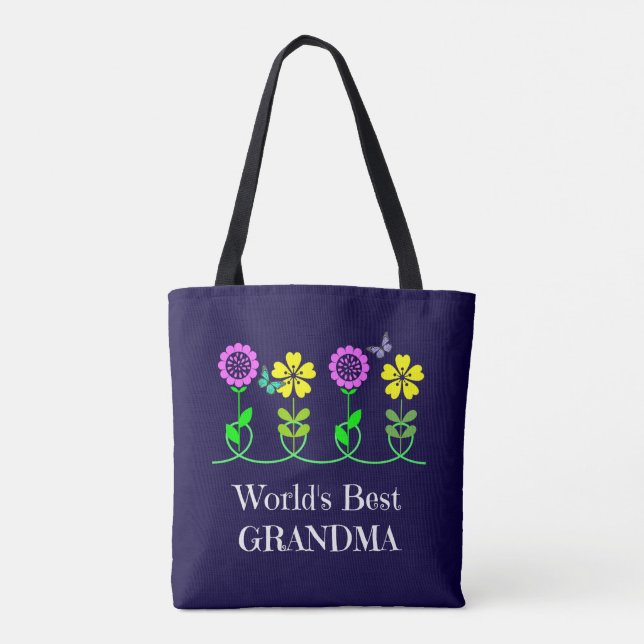 Tote Bag Meilleure grand-mère du monde, design populaire (Dos)