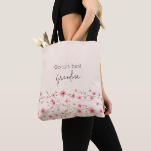 Tote Bag Meilleure grand-mère du monde - Pastel Floral Pers