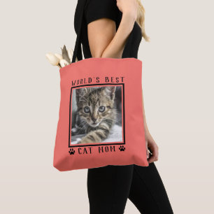 Tote Bag Meilleure Maman de Chat au Monde Empreintes de Pat