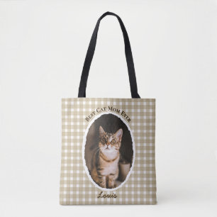 Tote Bag Meilleure Maman de Chat Personnalisé Drôle Mignon