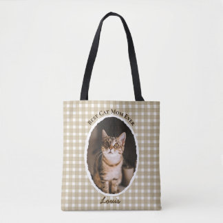 Tote Bag Meilleure Maman de Chat Personnalisé Drôle Mignon 