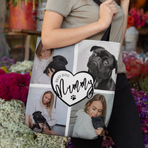 Tote Bag Meilleure Maman de Chien 4 Collage de Photos Perso