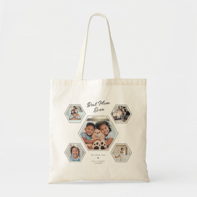 Tote Bag Meilleure Maman du Monde Collage Multi Photos Pers (Devant)