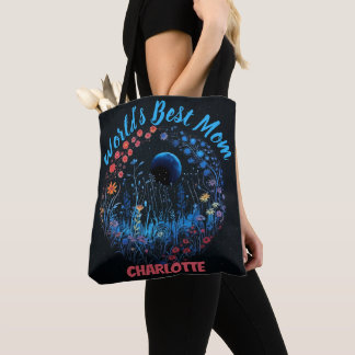 Tote Bag Meilleure Maman du Monde Fleurs Sauvages Bohème Lu
