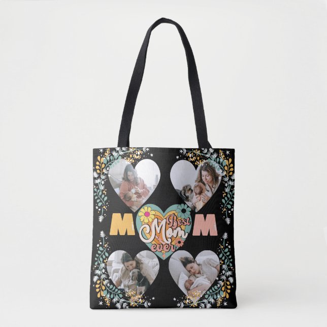Tote Bag Meilleure maman Jamais Multi Heart forme Photo (Devant)