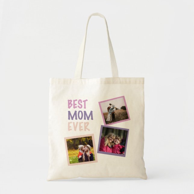 Tote Bag Meilleure maman Jamais Photo Collage personnalisé  (Devant)