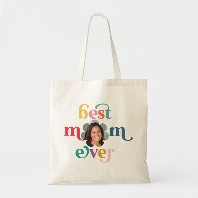 Tote Bag Meilleure maman Jamais Photo moderne Enfants Noms  (Devant)