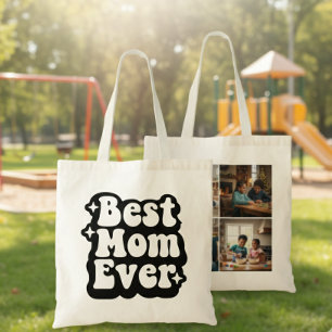 Tote Bag Meilleure Maman Jamais Rétro Groovy 4 Collage de P