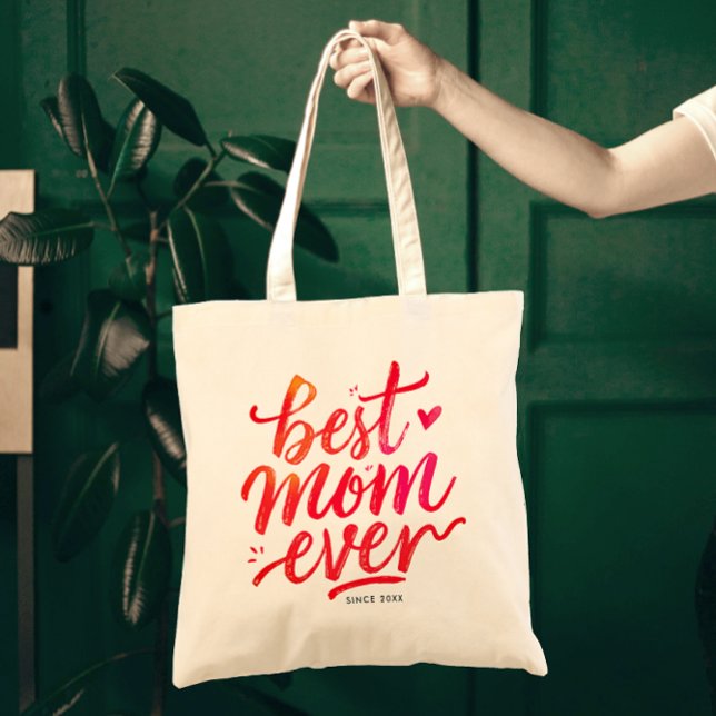 Tote Bag Meilleure Maman Moderne Chic Typographie Script Ro (Créateur téléchargé)