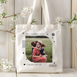 Tote Bag Meilleure maman Nom Jamais Photo Tendance Simple M