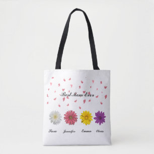 Tote Bag Meilleure Maman Personnalisé Fleur Naissance Cadea