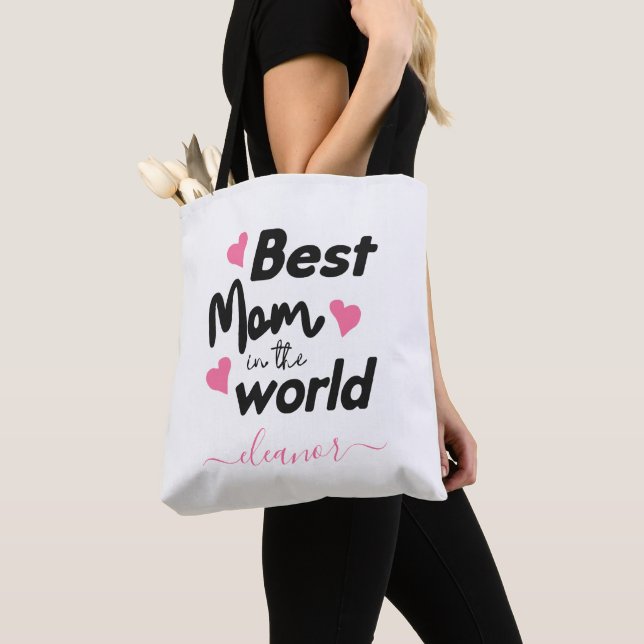 Tote Bag Meilleure maman personnalisée dans le monde Cadeau (De près)