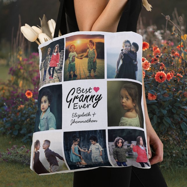 Tote Bag Meilleure mamie Jamais Photo Collage Coeur Grand-m (Créateur téléchargé)