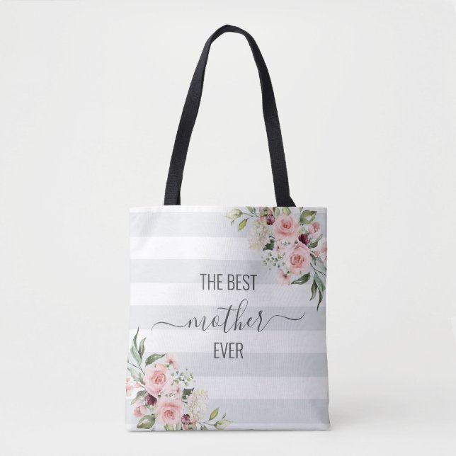 Tote Bag Meilleure mère jamais fleurie fourre-tout dans les (Devant)
