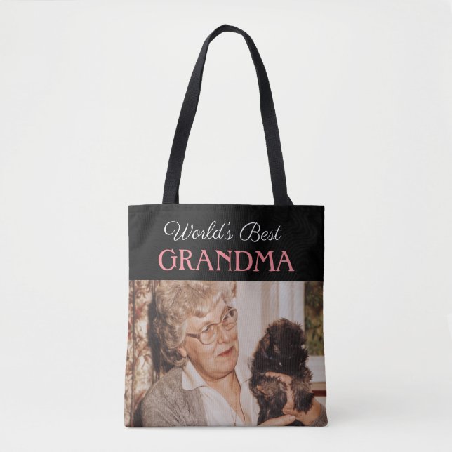 Tote Bag Meilleure photo personnalisée de grand-mère du mon (Devant)