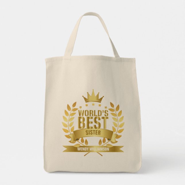 Tote Bag Meilleure Soeur Or du monde (Dos)