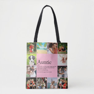 Tote Bag Meilleure Tante Définition Tante 12 Collage Photo 