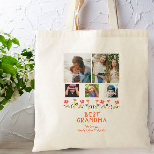 Tote Bag Meilleures fleurs de grand-mère rose 5 Photo Colla