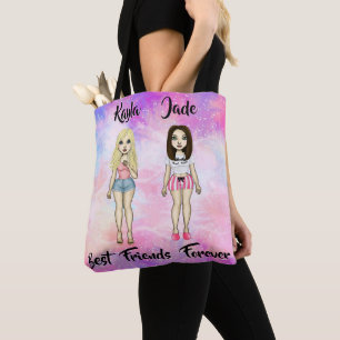 Tote Bag Meilleurs amis Forever Blonde et Brunette Custom