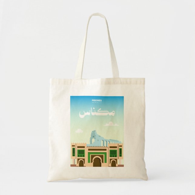 Tote Bag Meknes Morocco Tote – Artistic City Illustration (Devant)