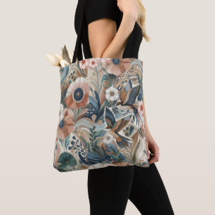 Tote Bag Mélange bohème de couleurs et de fleurs