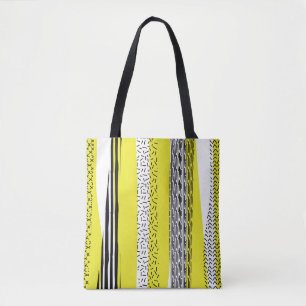 Tote Bag Mélange jaune et noir Motif géométrique