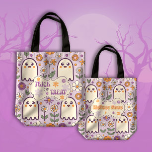 Tote Bag Mélange Purple Retro Super Trick ou traiter Hallow