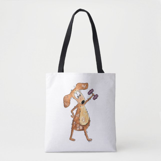Tote Bag Mélange Whimsical Brown Chien Poids de levage (Devant)